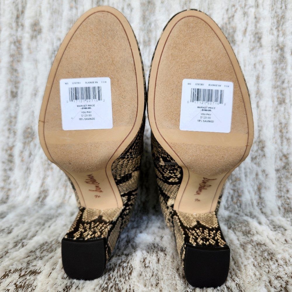 NWT Sam Edelman "Case" Snake Print Python Ankle Heel Boots | Women's Size 7.5 - Picture 6 of 10